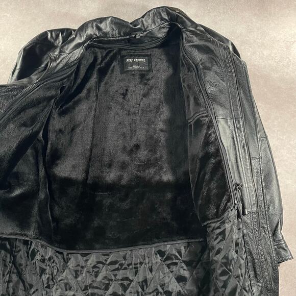 90’s Niko Leather Soft Winter Warm Casual Black Leather Trench Coat - Picture 6 of 8